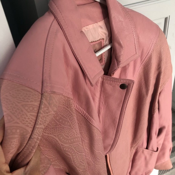 Pink Genuine Leather Jacket - Picture 7 of 7